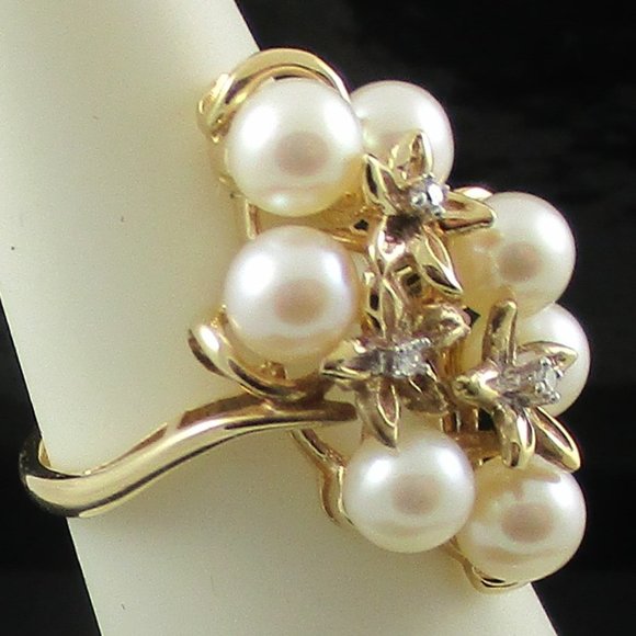 14K YELLOW GOLD CULTURED FRESHWATER PEARL RING - Picture 2 of 6